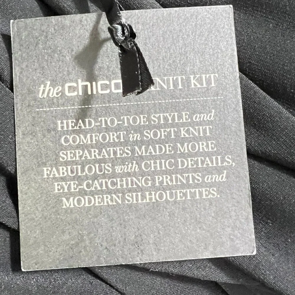 Chico's Dress Black Solid Zip Knit Kit Size 2 L 12 NWT - Picture 6 of 10